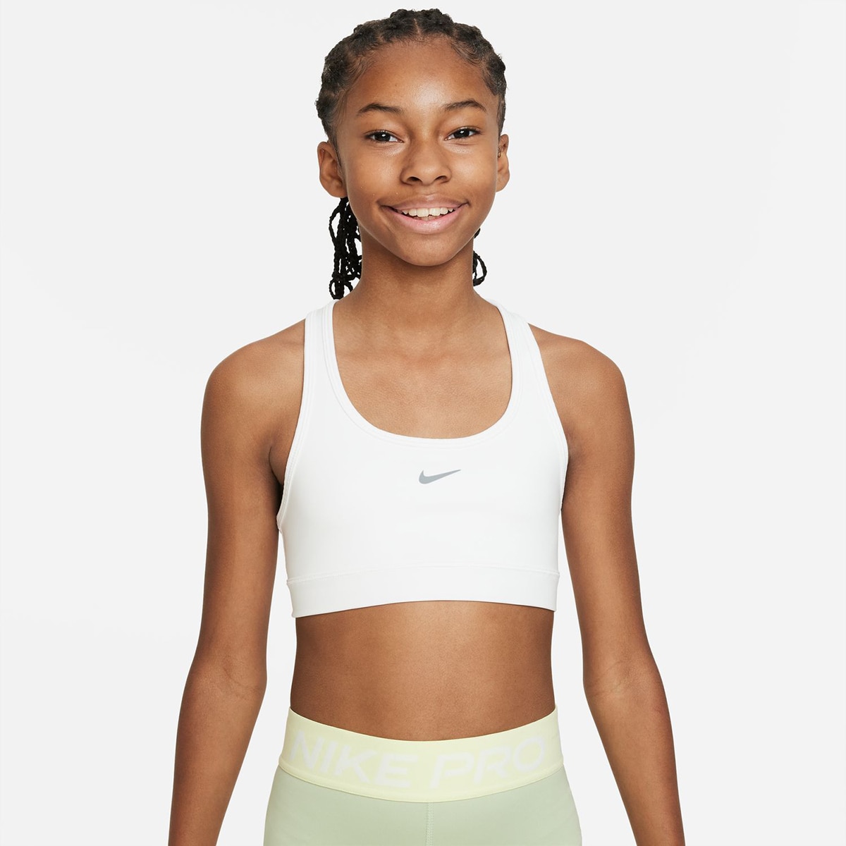 Top de menina Dri-FIT Swoosh Nike Branco-1