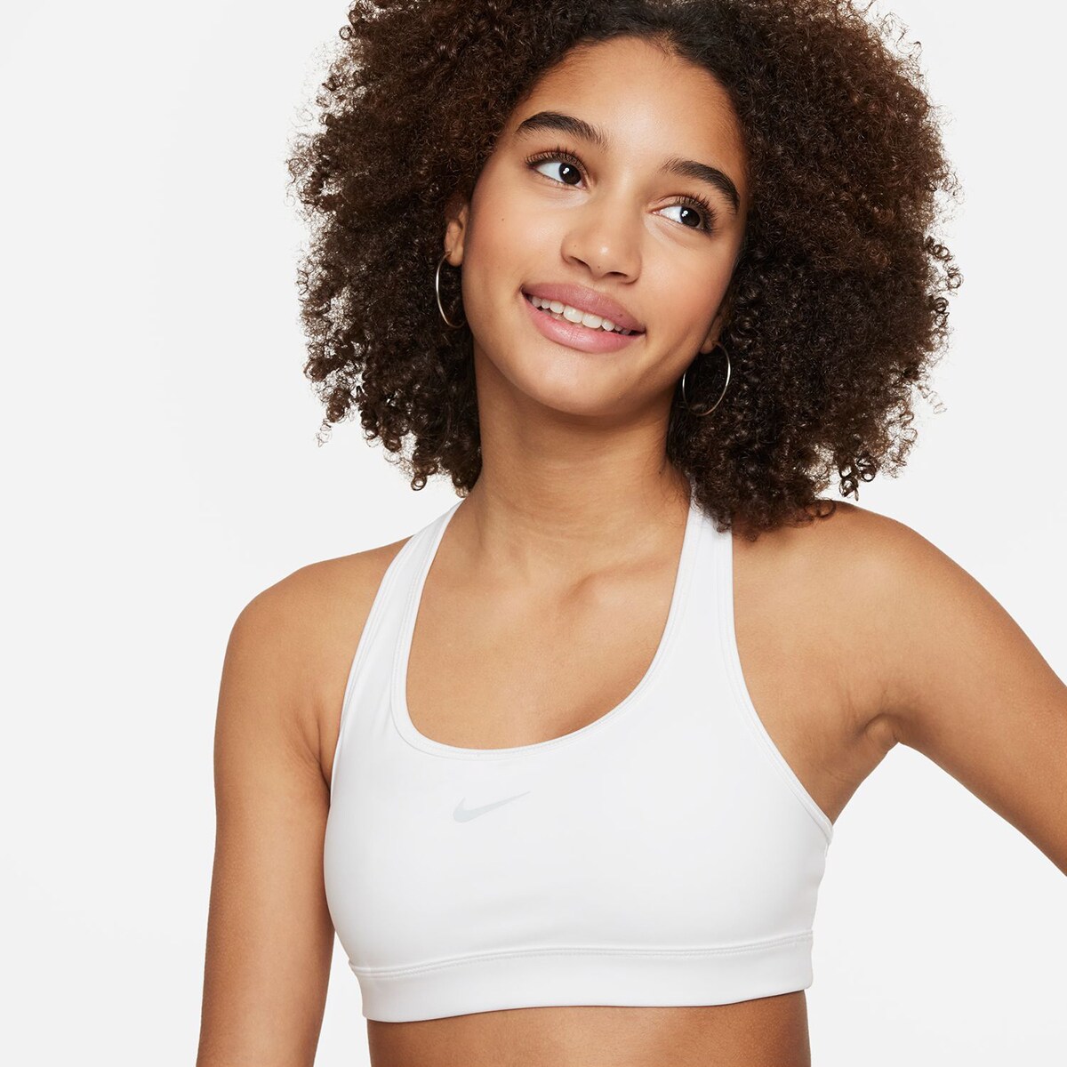 Top de menina Swoosh Nike Branco-3