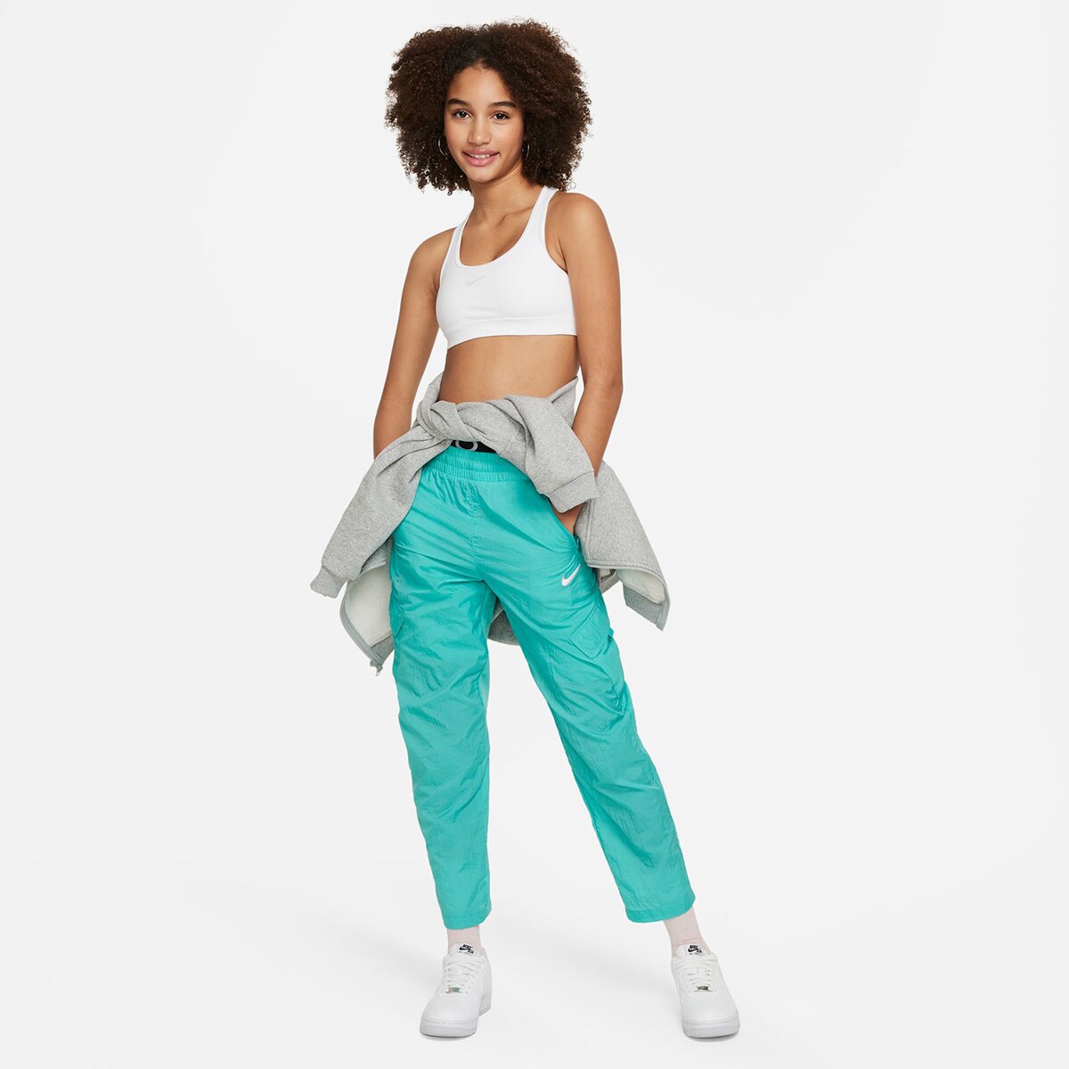 Top de menina Swoosh Nike Branco-4