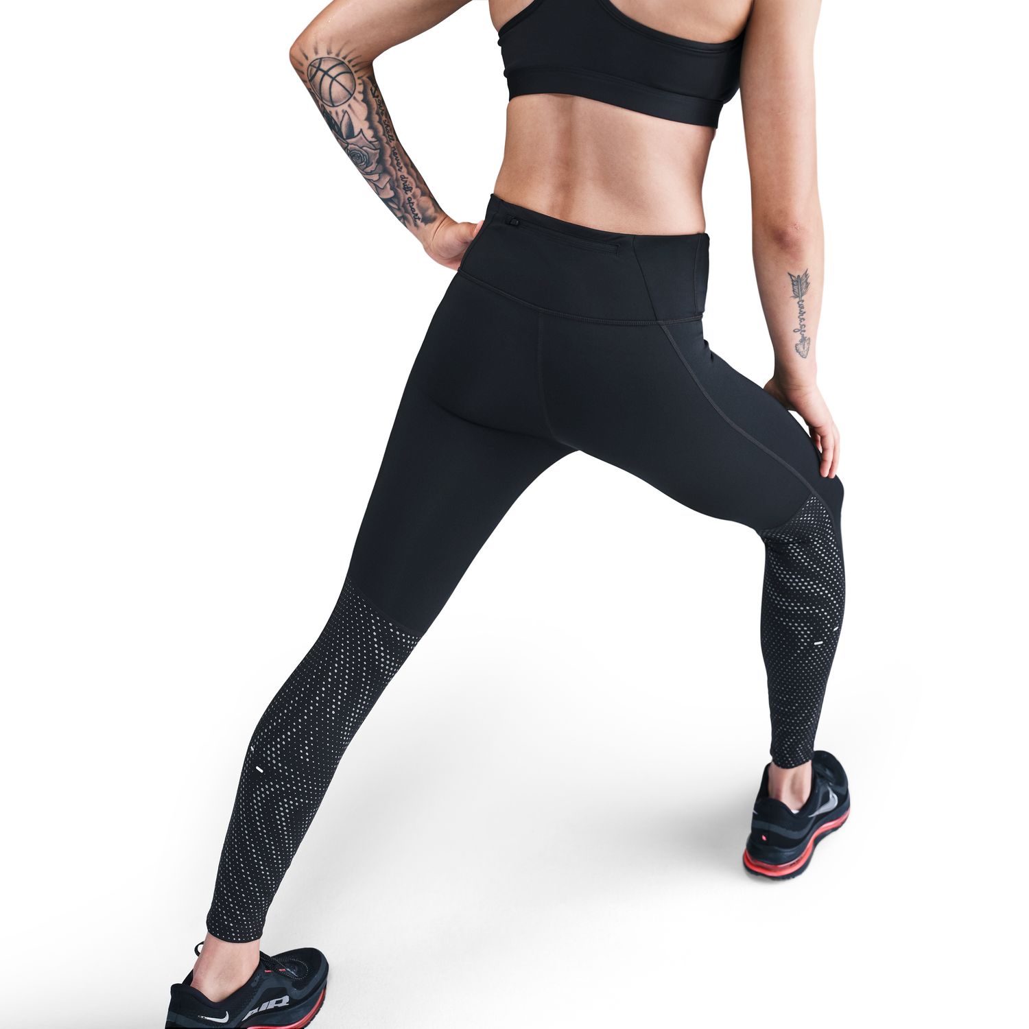 nike running runway flash reflective detail leggings in black