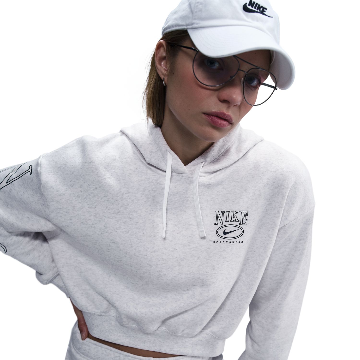 Sweatshirt de Mulher Sportswear Club Fleece Cinzento-claro-3