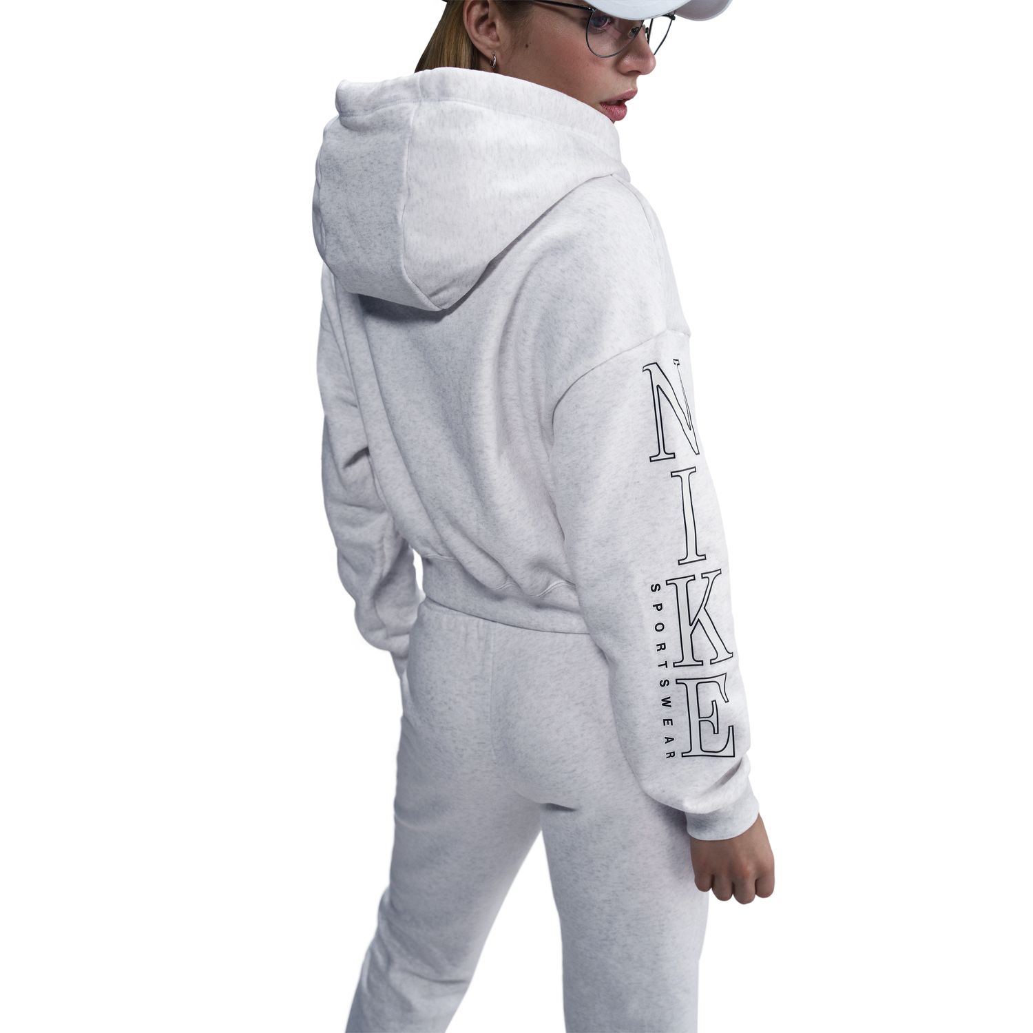 Sweatshirt de Mulher Sportswear Club Fleece Cinzento-claro-4