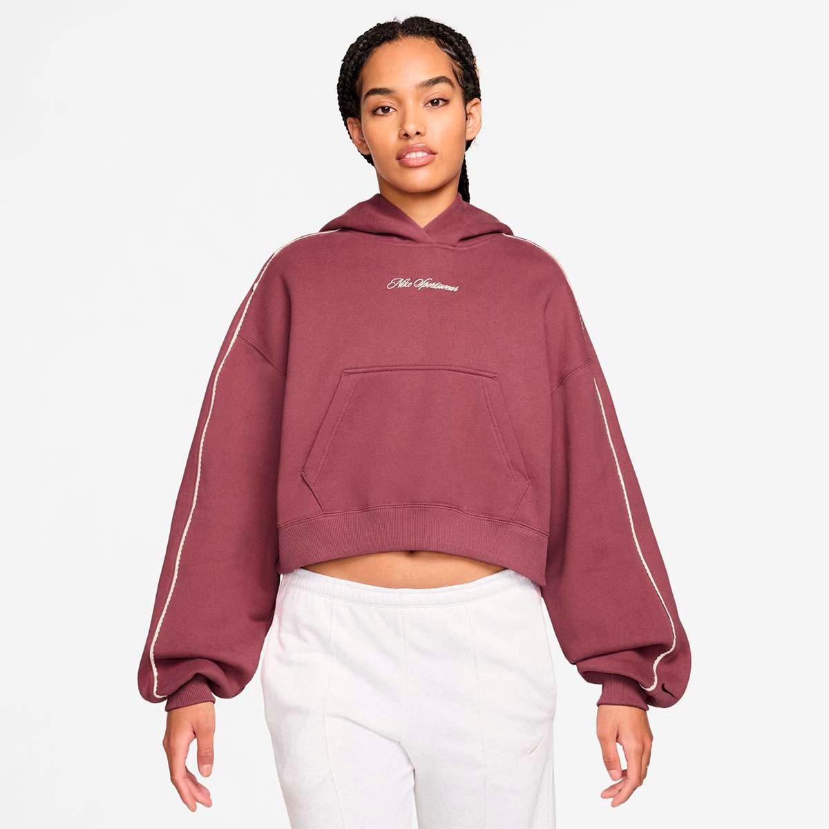 Imagen 0 de Sudadera de mujer W Studio Fleece Crop Nike Rojo