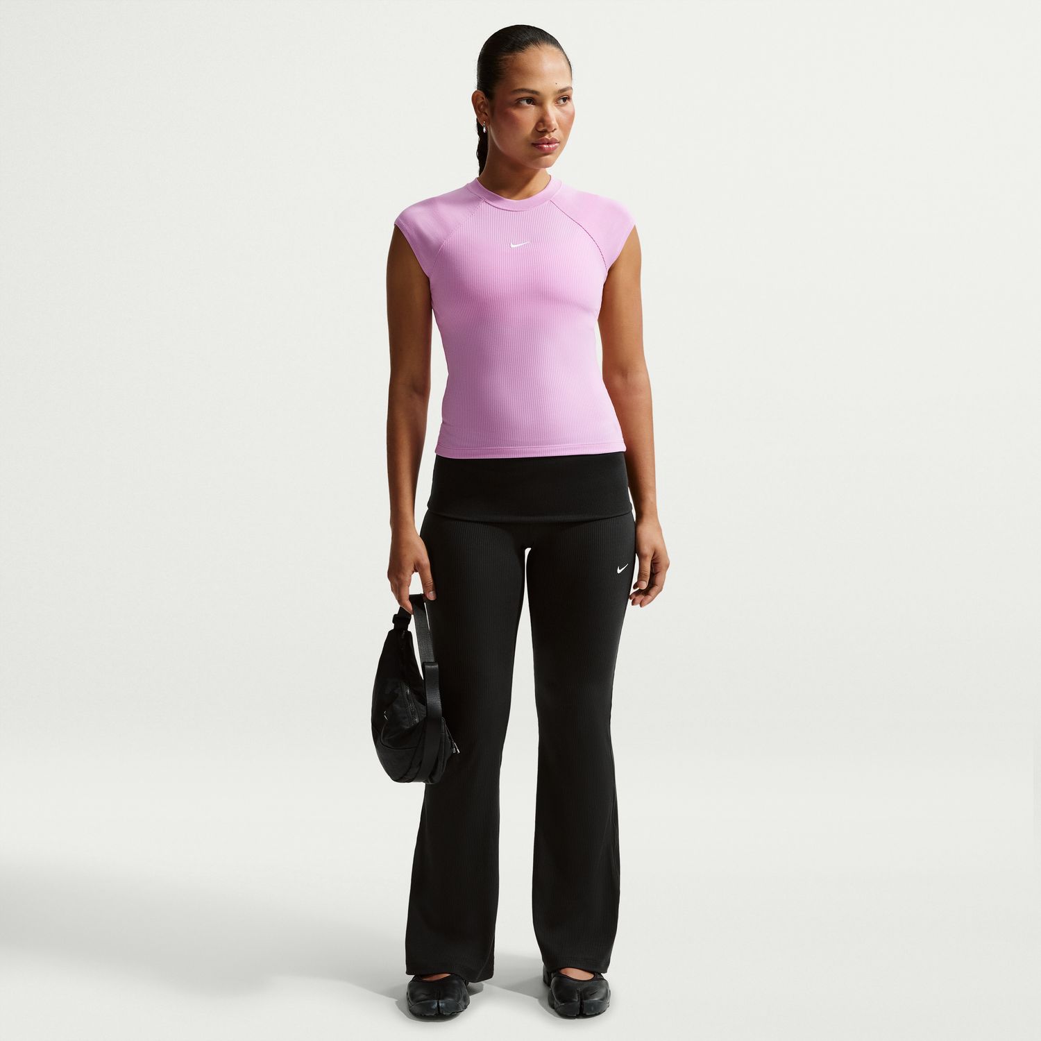 Calças de Mulher Chill Knit Rib Pant Preto-1