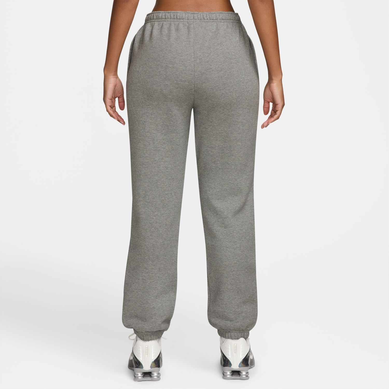 Calças Casual de Mulher Studio Fleece Women's Mid-Rise Cuffed Pants Cinzento-2