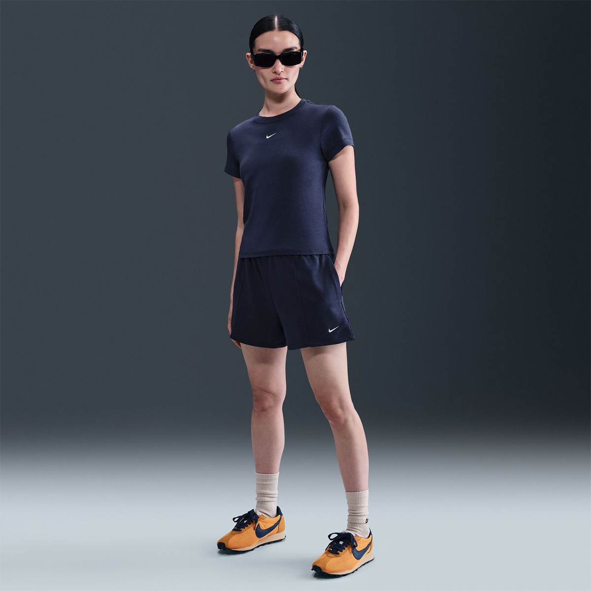 Calções de Mulher Sportswear Chill Terry Azul-marinho-6