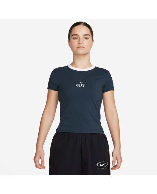 T-shirt de Mulher Sportswear Chill Knit Azul-marinho / Branco-1
