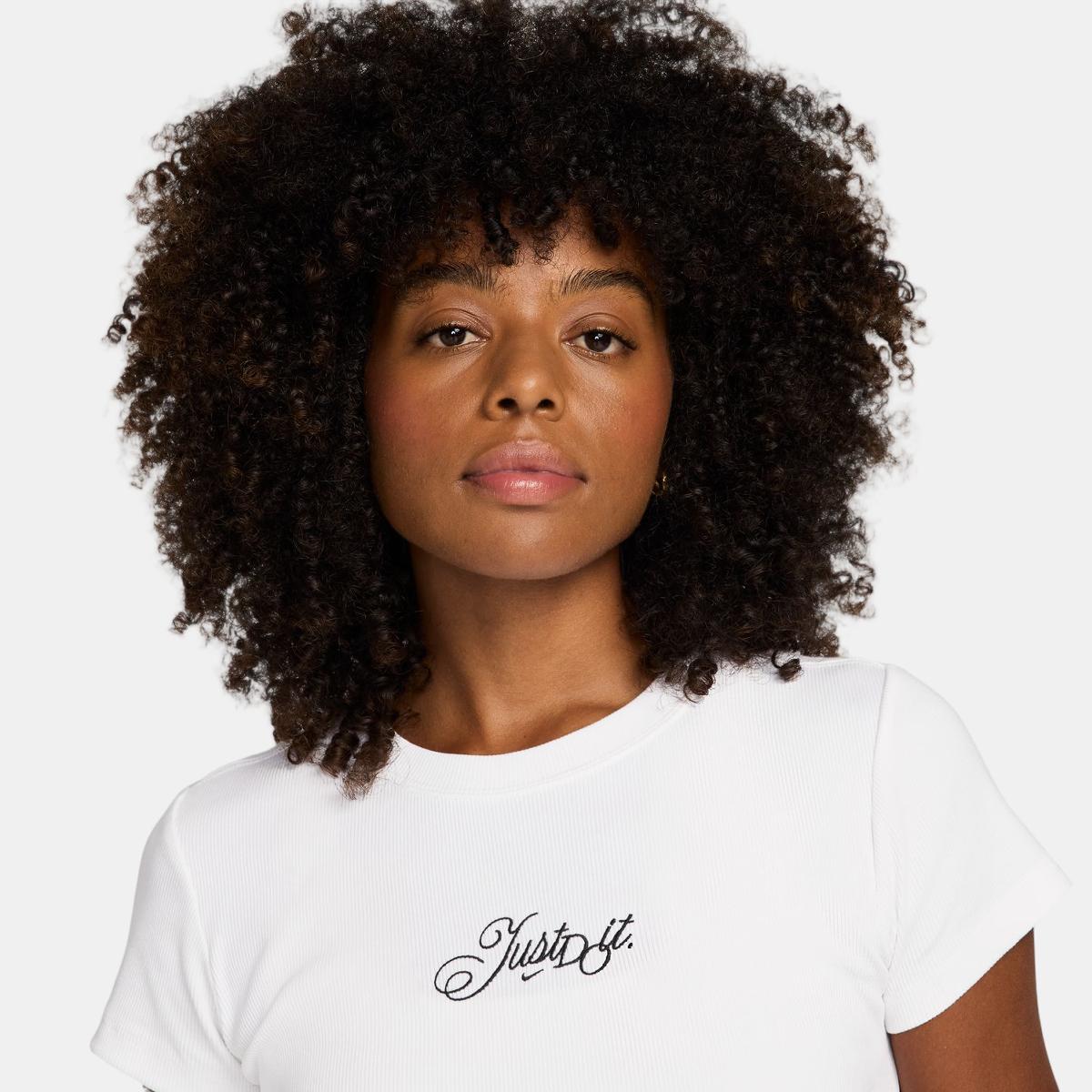 T-shirt de Mulher Sportswear Rib Mod Crop JDI Branco-3