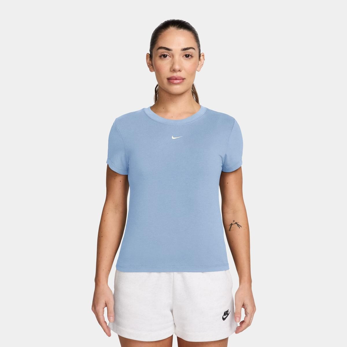 T-shirt de Mulher Sportswear Chill Knit Crop Azul-1