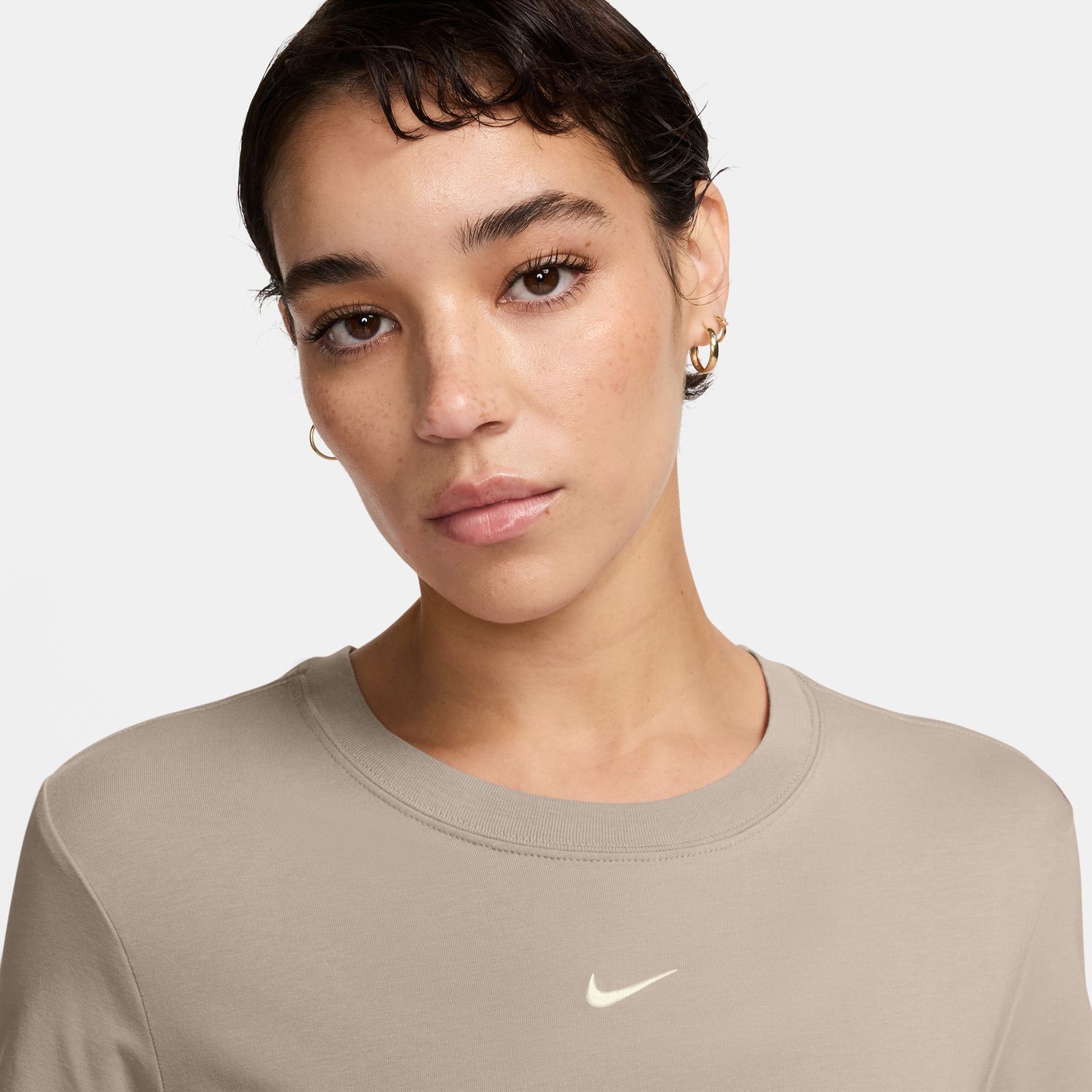 T-shirt de Mulher W Nsw Nk Chll Knt Md Crp Castanho-3