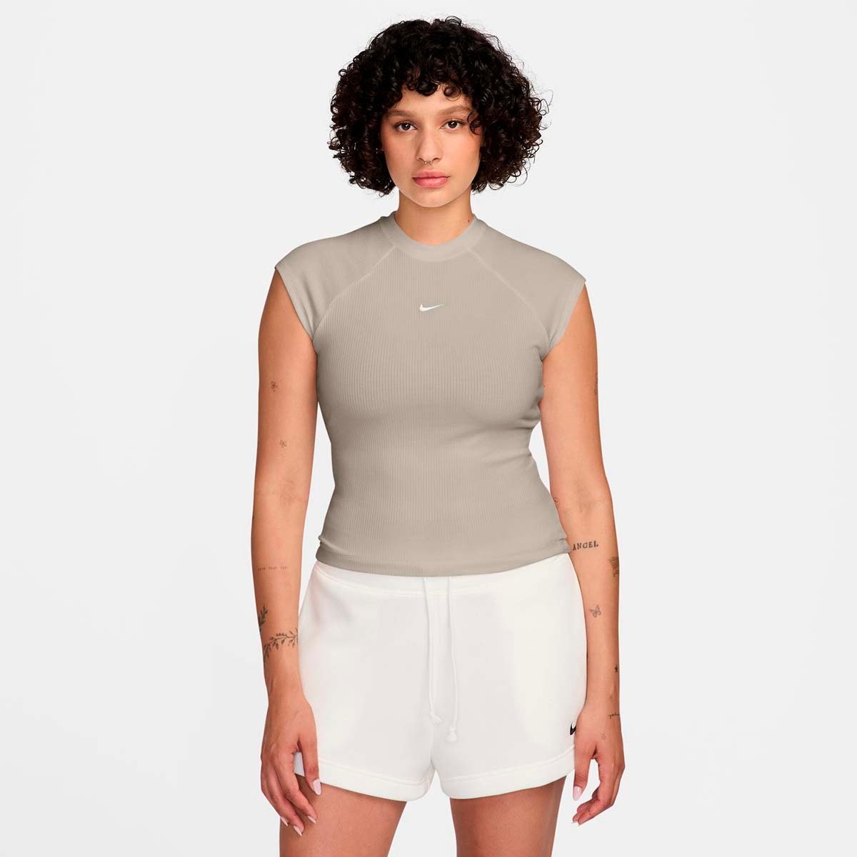 Camiseta de mujer W Nsw Chill Knit Rib SS Top Nike - Marrón Marrón-1