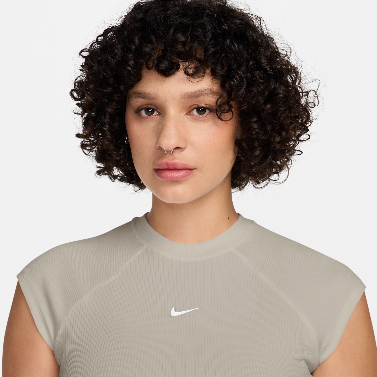 Camiseta de mujer W Nsw Chill Knit Rib SS Top Nike - Marrón Marrón-3