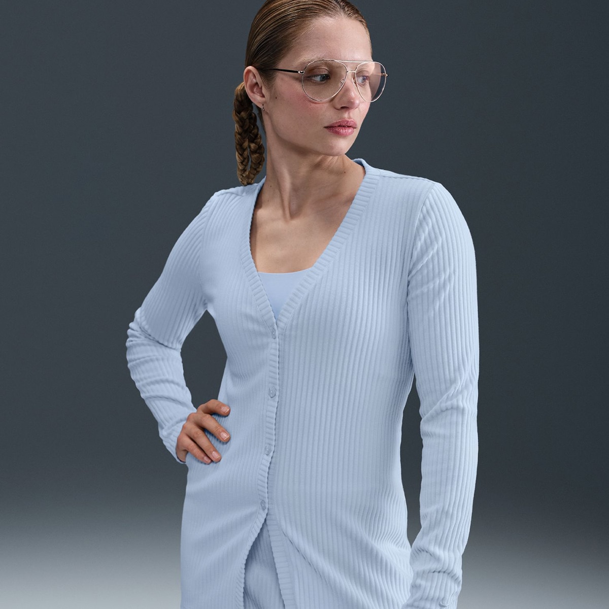 Cardigan de Mulher Sportswear Chill Rib Azul-5