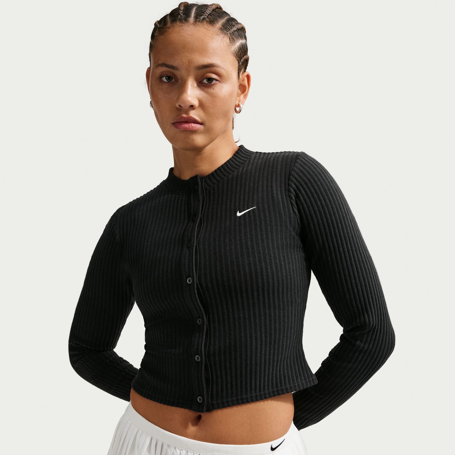 Casaco de Mulher Chill Knit Wide Rib Cardigan Preto-1