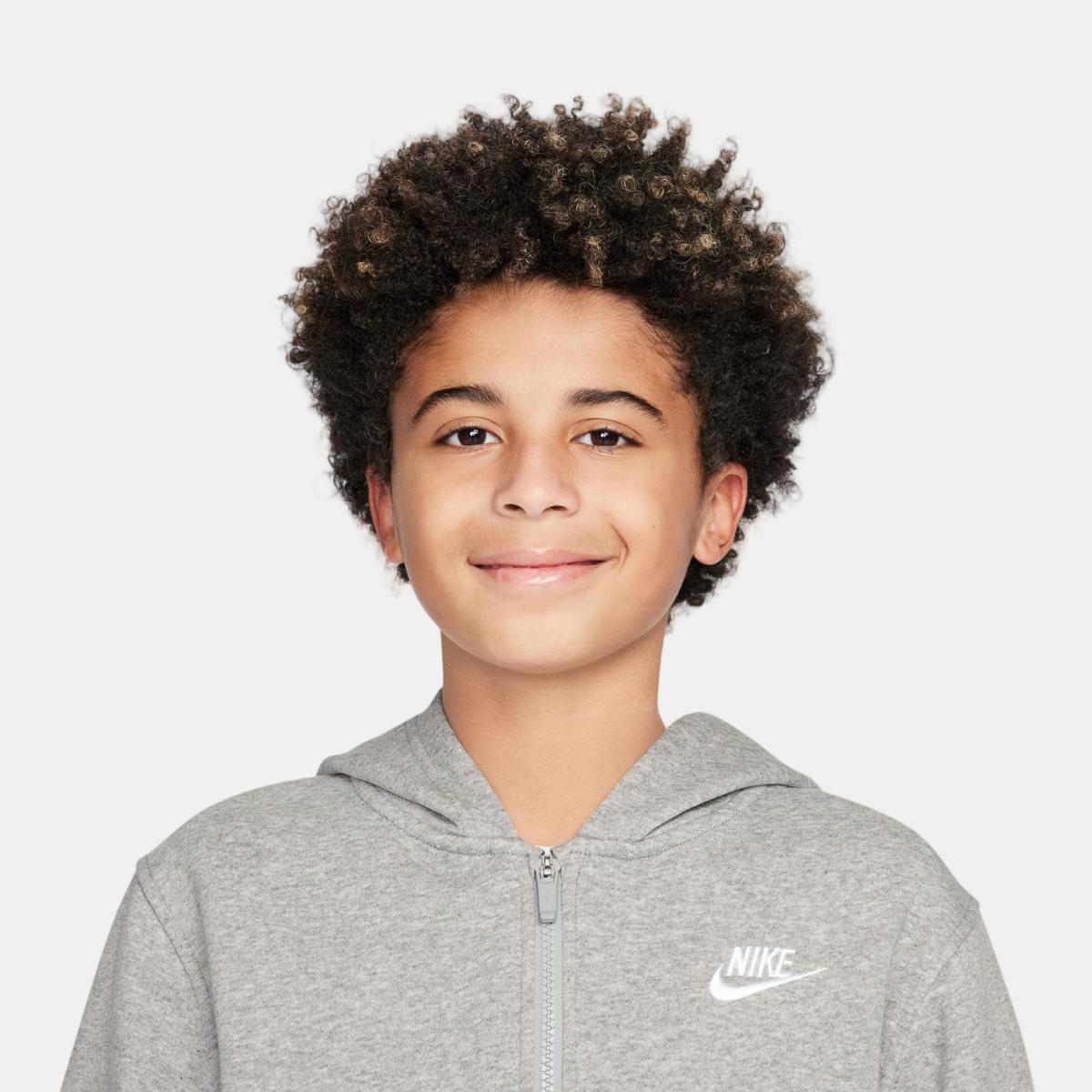 Sweatshirt Casual de Menino Sportswear Club Fleece Big Kids' Full-Zip Hoodie Preto-2