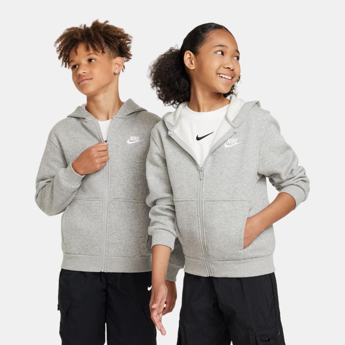 Sweatshirt Casual de Menino Sportswear Club Fleece Big Kids' Full-Zip Hoodie Preto-5