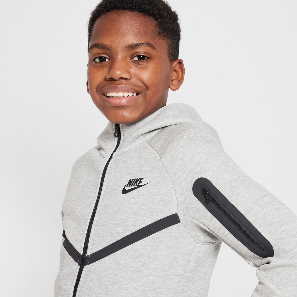 Sweatshirt de Criança B Nsw Tch Flc Fz - Pd Cinzento-3