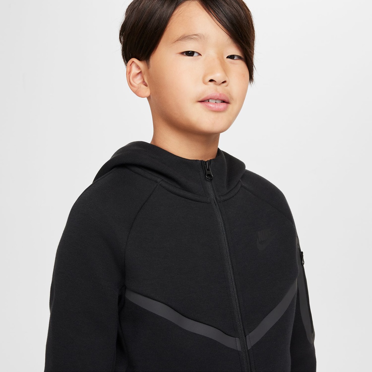 Sudadera de niños B Nsw Tch Flc Fz - Pd Nike - Negro Negro-3