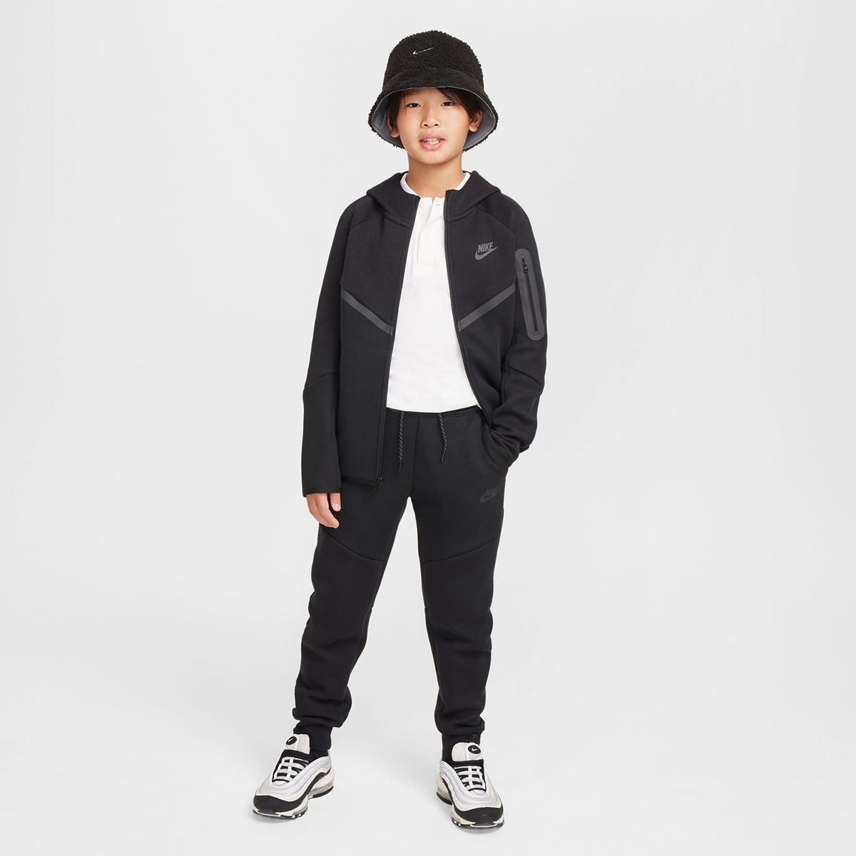 Sudadera de niños B Nsw Tch Flc Fz - Pd Nike - Negro Negro-6