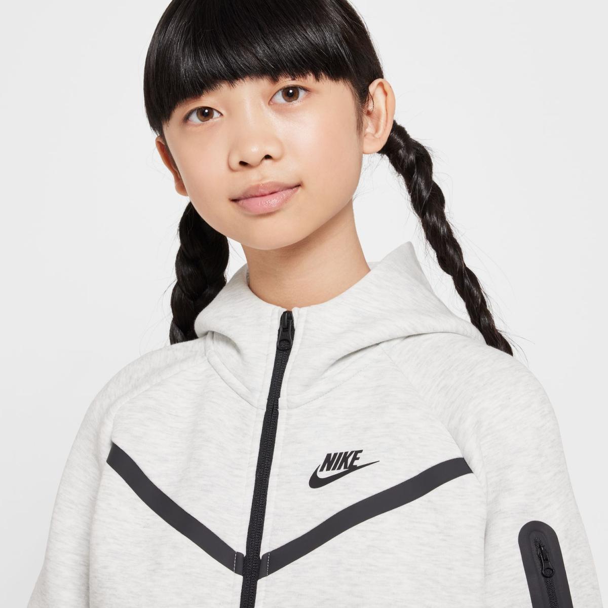 Sweatshirt de Menina G Nsw Tch Flc Hd Fz LS - Pd Cinzento-2