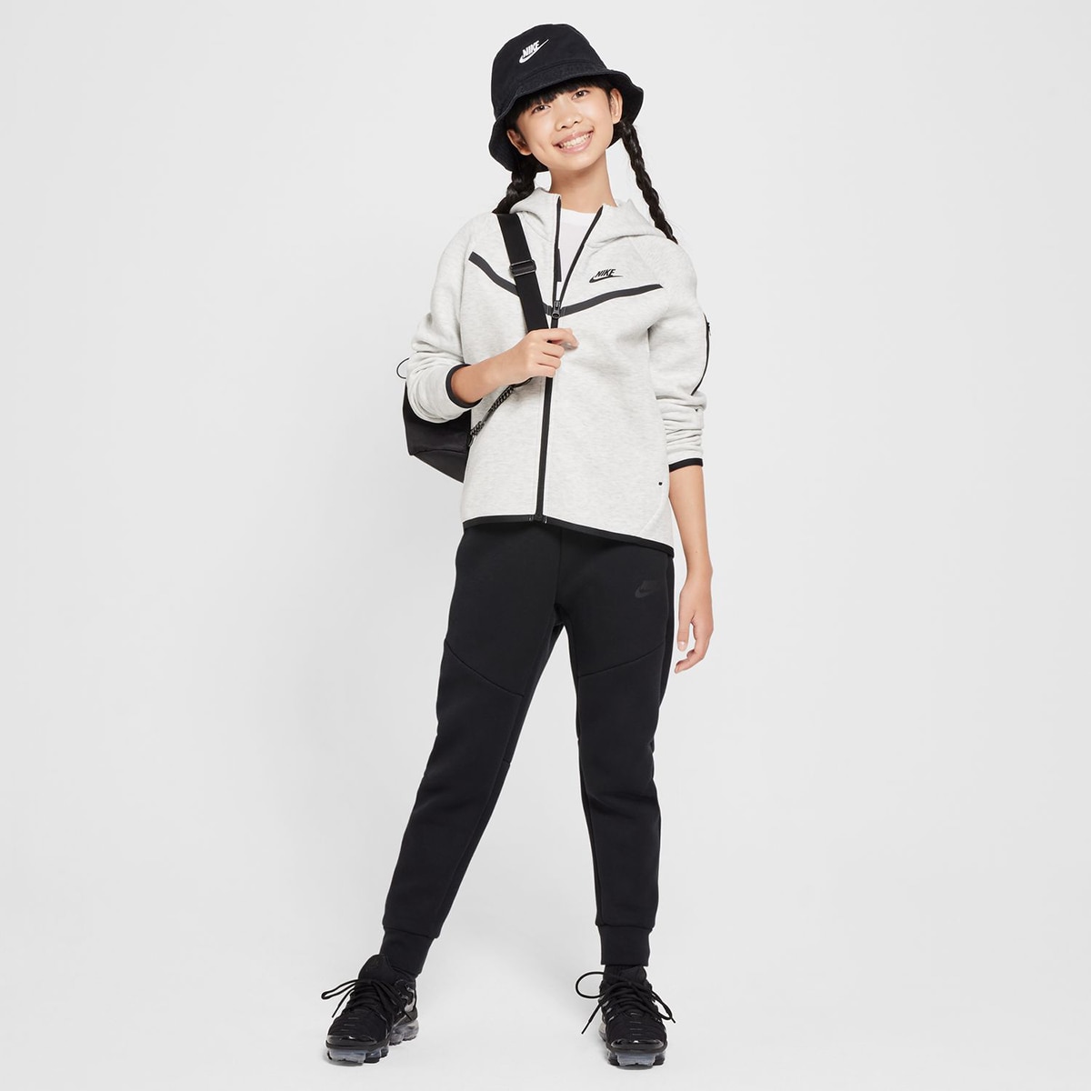 Sweatshirt de Menina G Nsw Tch Flc Hd Fz LS - Pd Cinzento-8