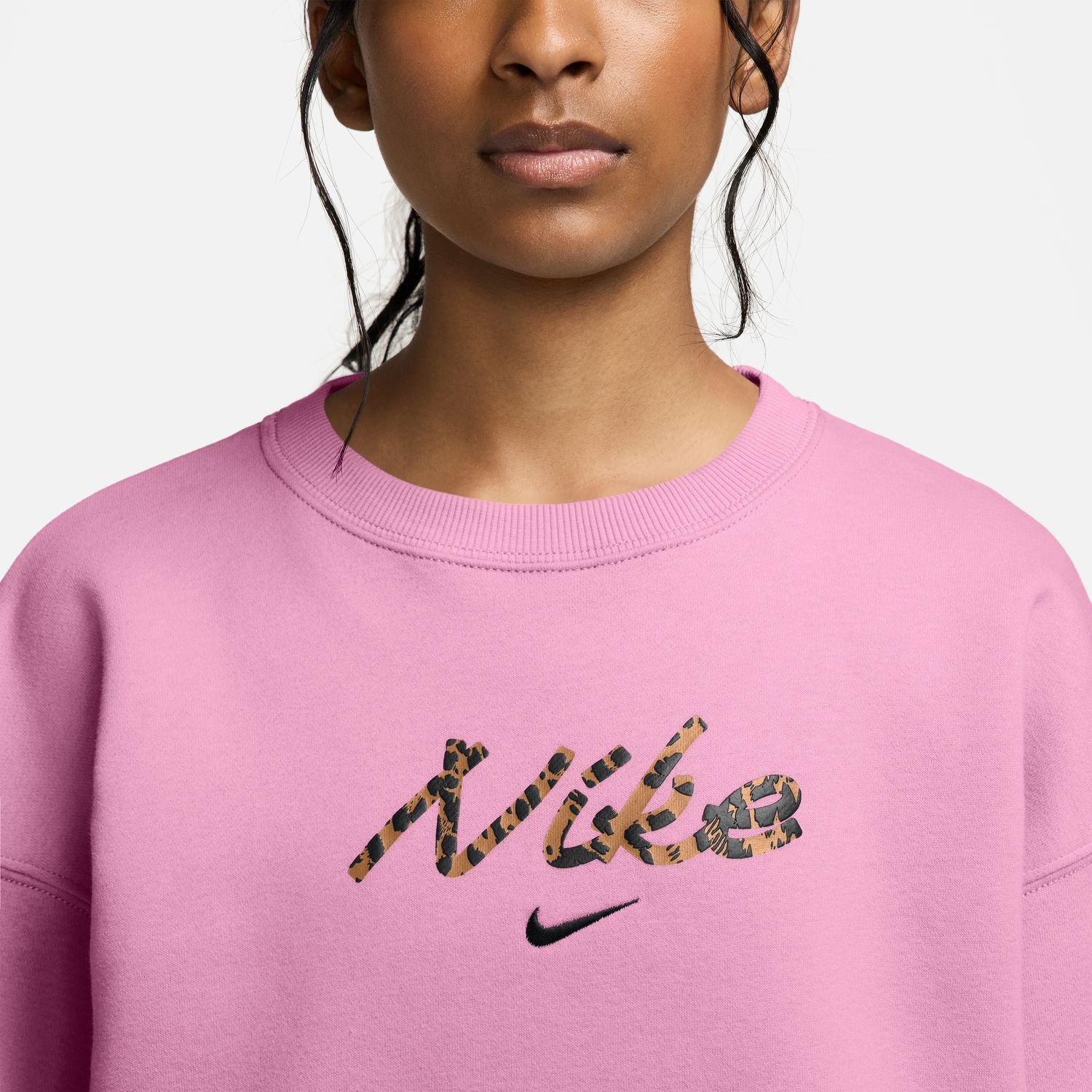 Sweatshirt de Menina G Nsw Stdio Flc Ovrszd Crw Aop Vermelho-3