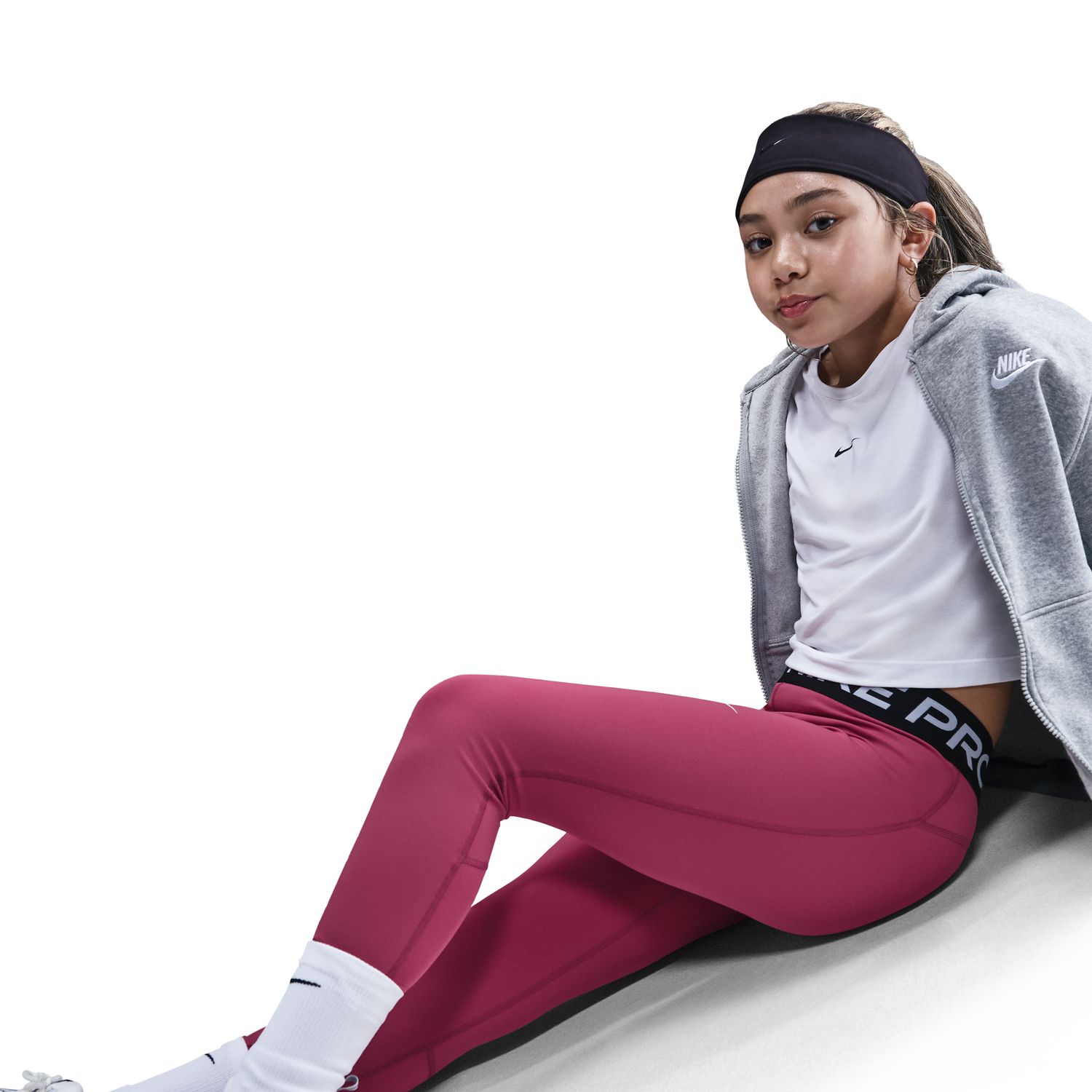 Leggings de Menina Pro Dri-FIT Tight Op Vermelho-3