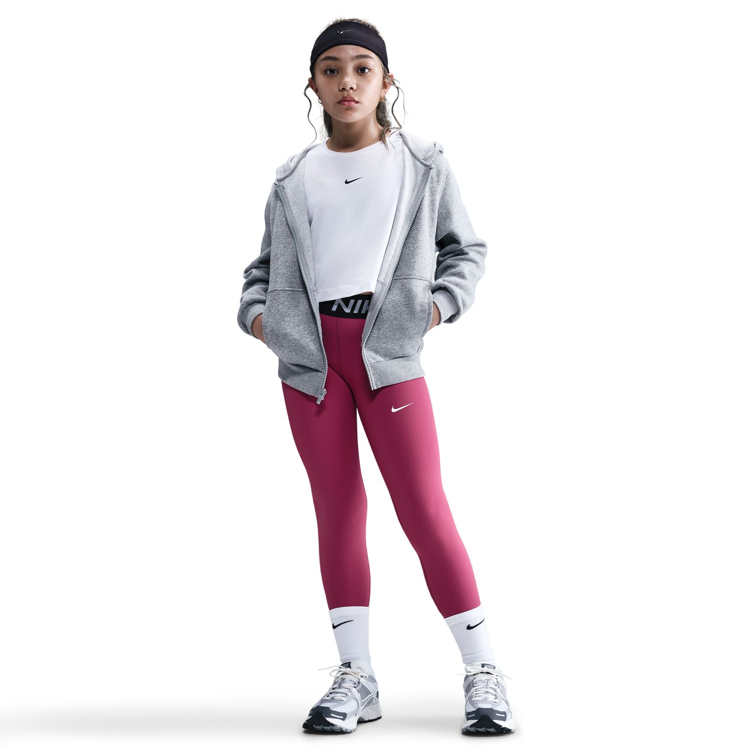 Leggings de Menina Pro Dri-FIT Tight Op Vermelho-4