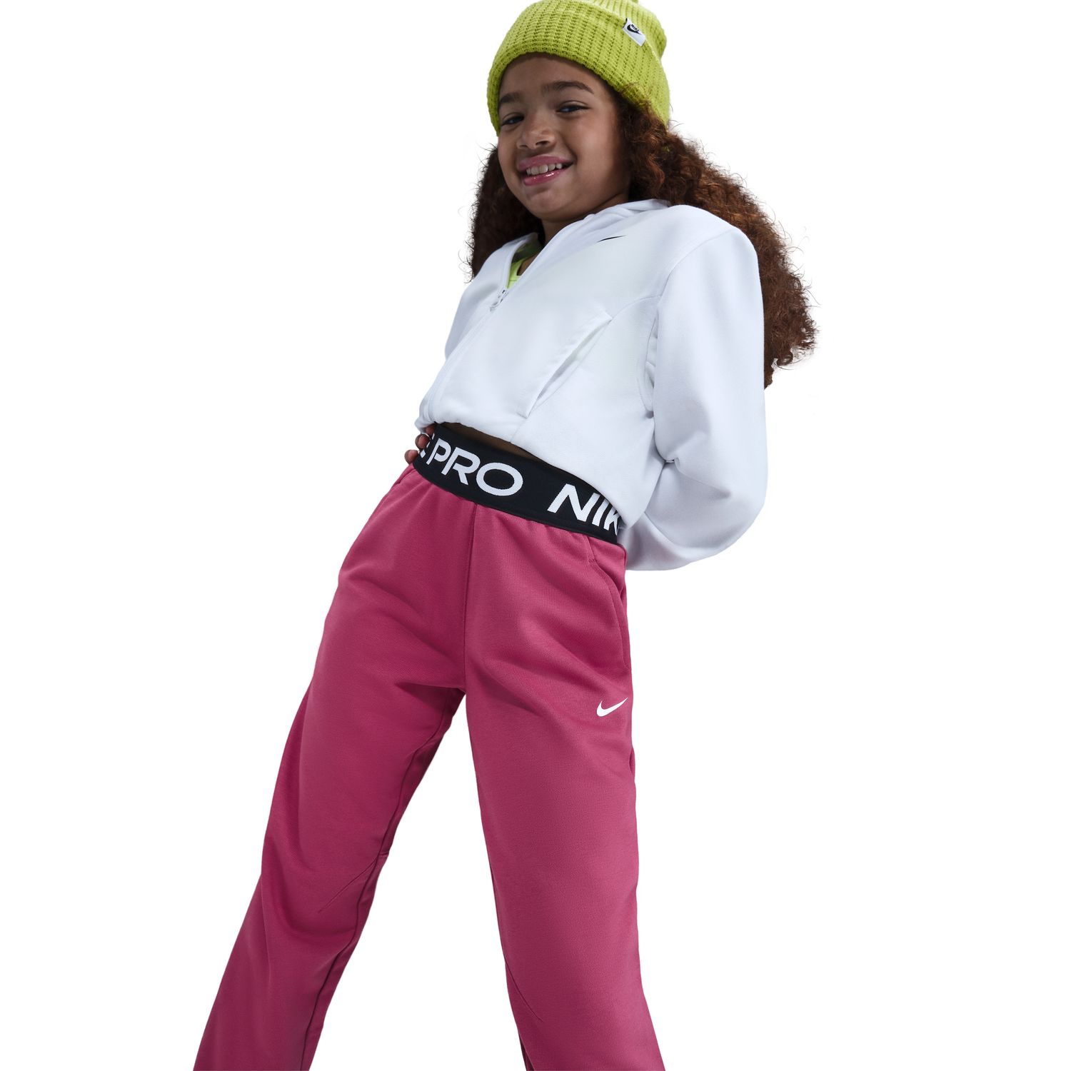 Calças de Menina Pro Dri-FIT Flc Jggr Vermelho-4
