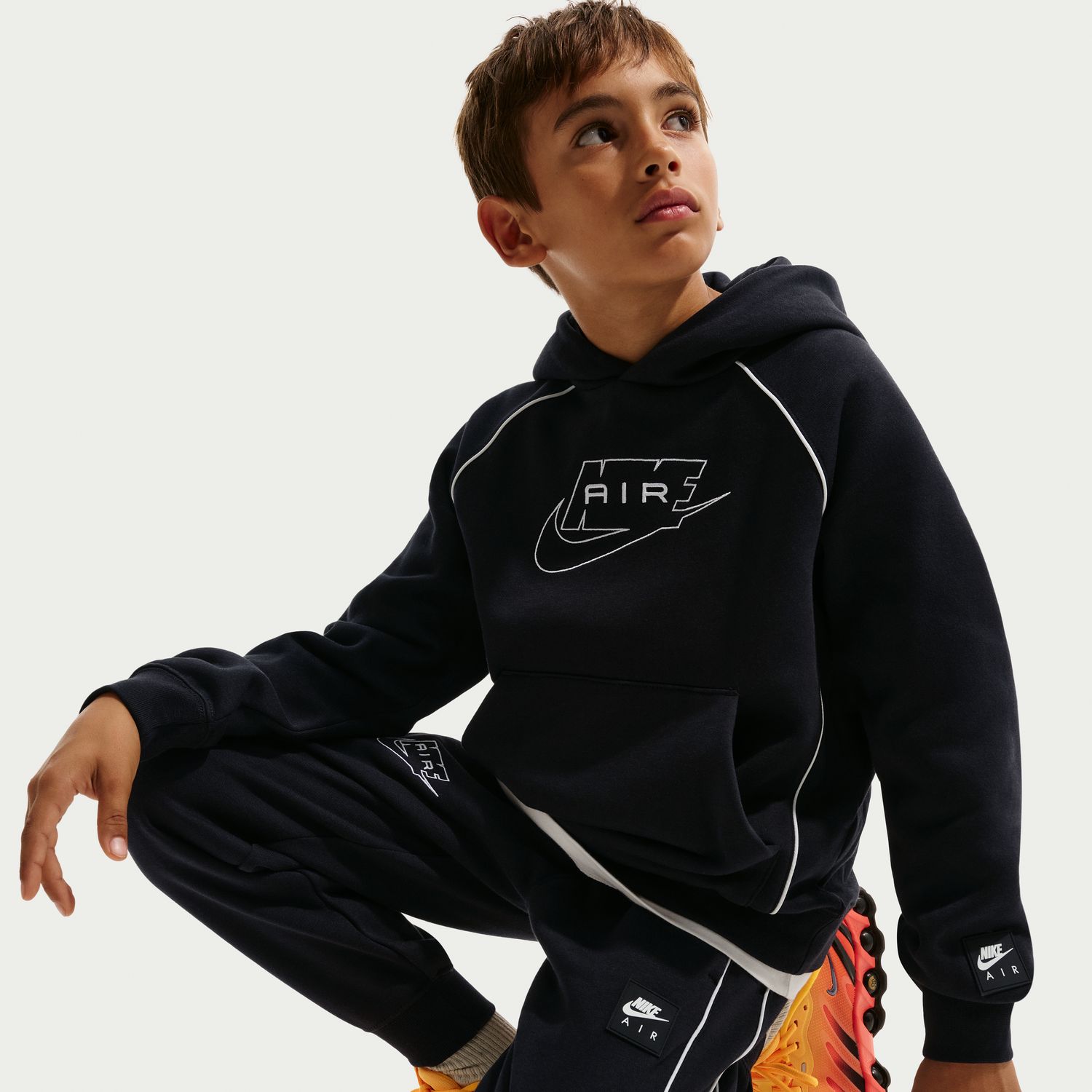 Calças de Criança Air Fleece Jogger Preto-5