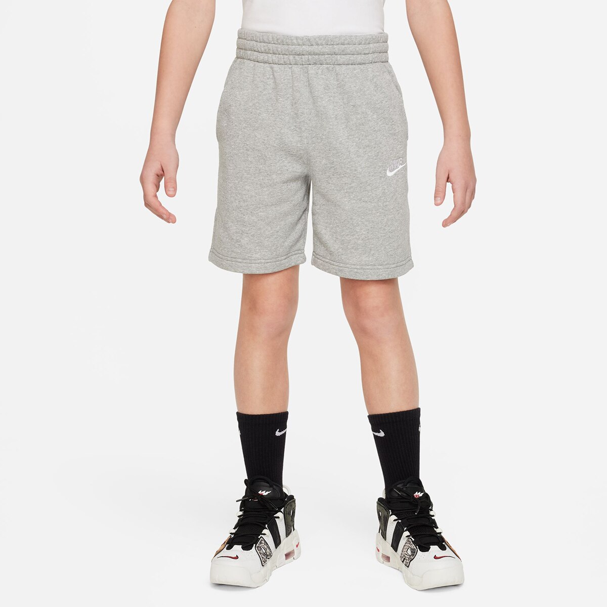 Calções Casual Sportswear Club Fleece Big Kids' French Terry Shorts de Menino Cinzento-1