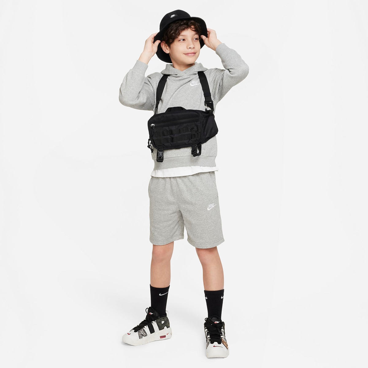Calções Casual Sportswear Club Fleece Big Kids' French Terry Shorts de Menino Cinzento-5