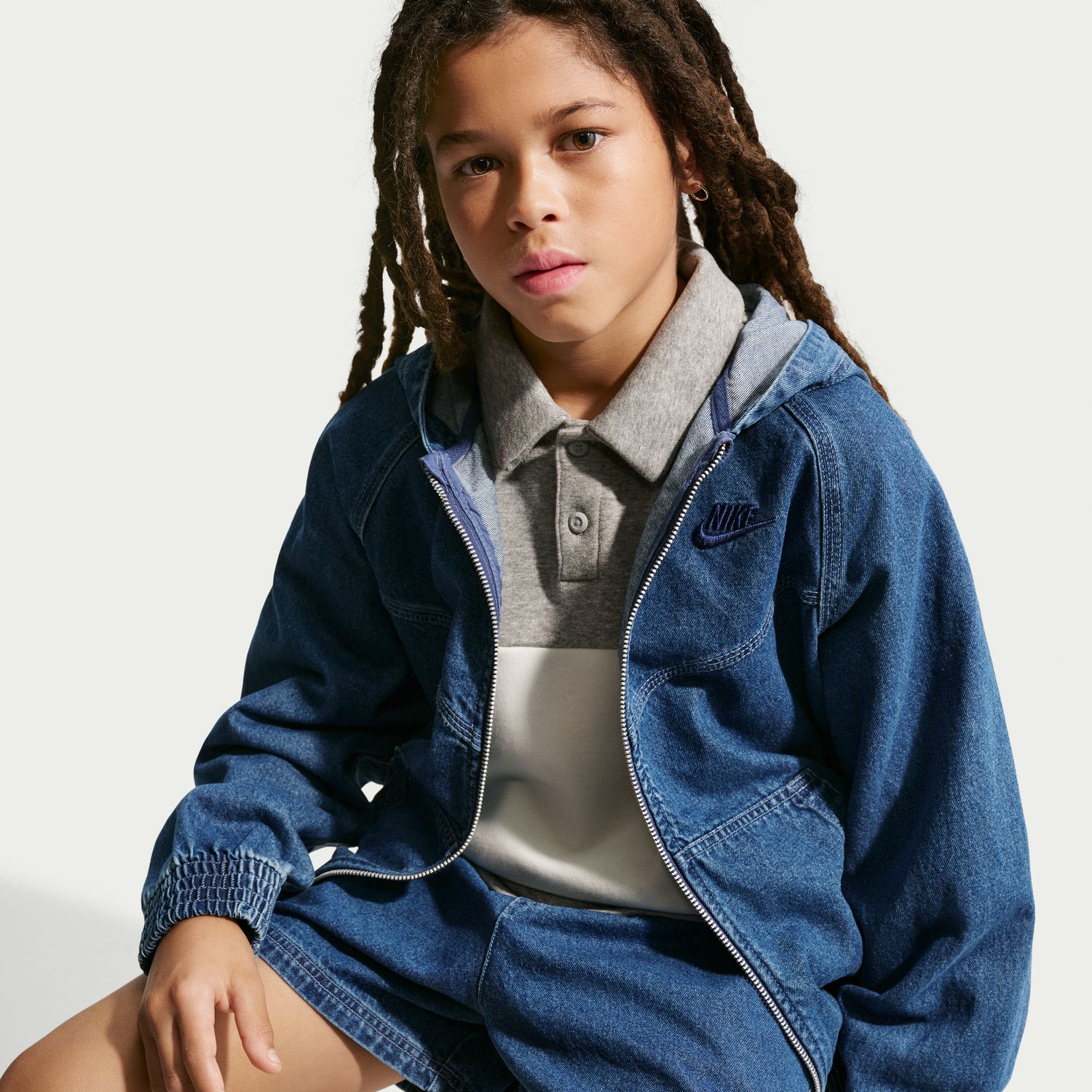 Calções de Criança Sportswear Denim Short Azul-marinho-3