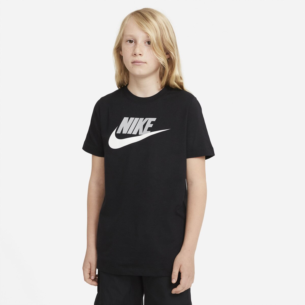 T-shirt de menino Sportswear Nike Preto / Cinzento-3
