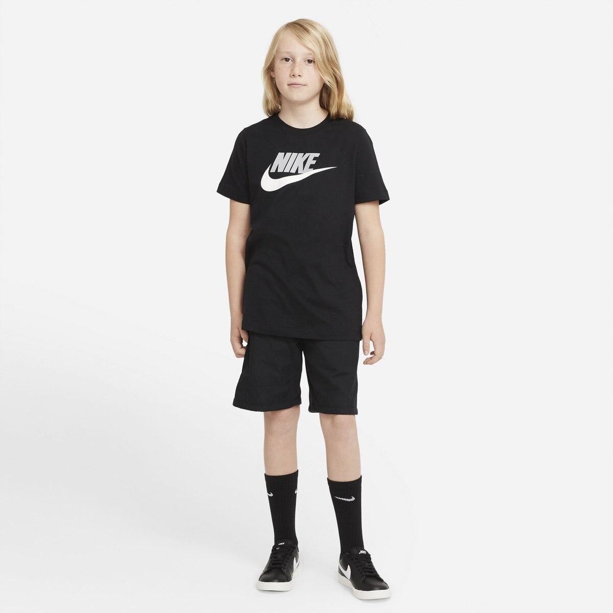 T-shirt de menino Sportswear Nike Preto / Cinzento-6