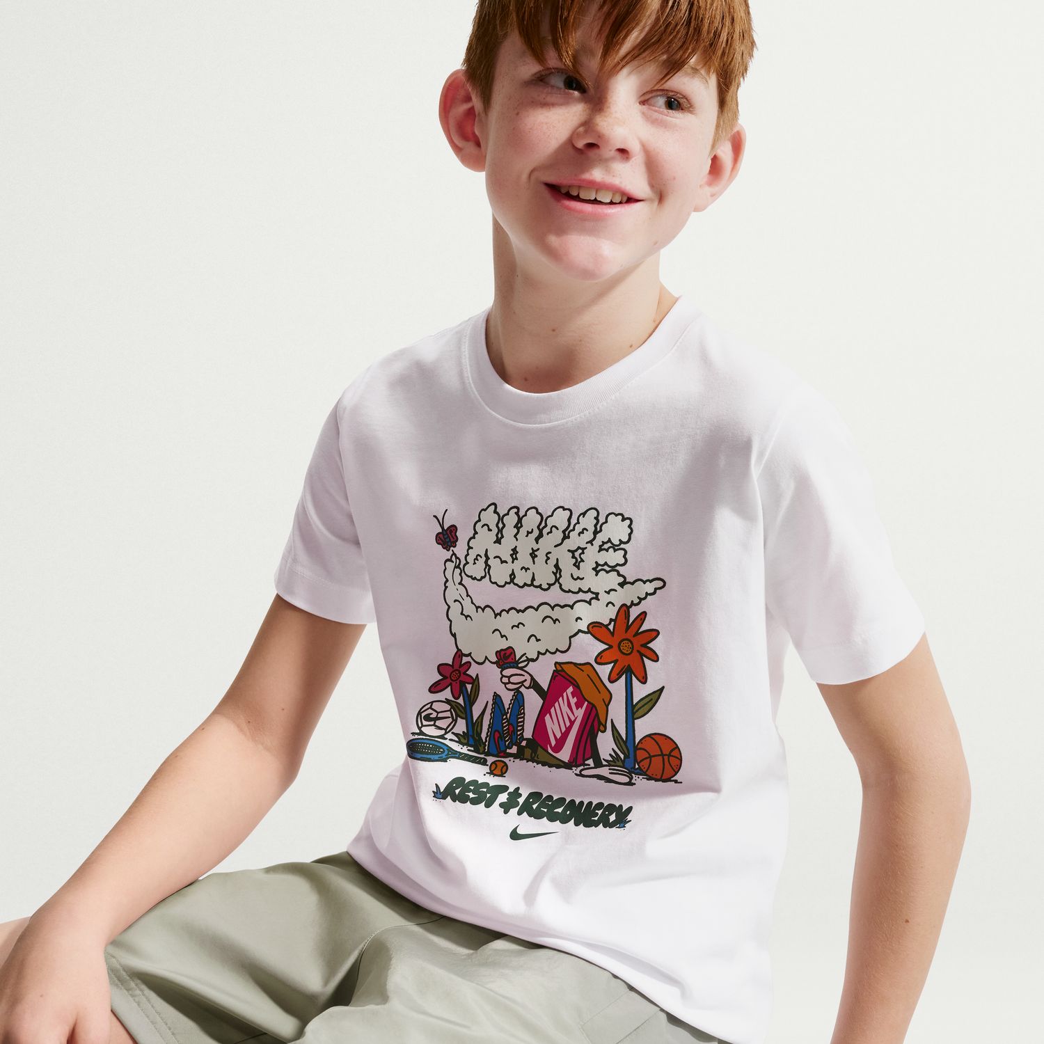 T-shirt de Criança Sportswear Tee Boxy Rest Branco-2
