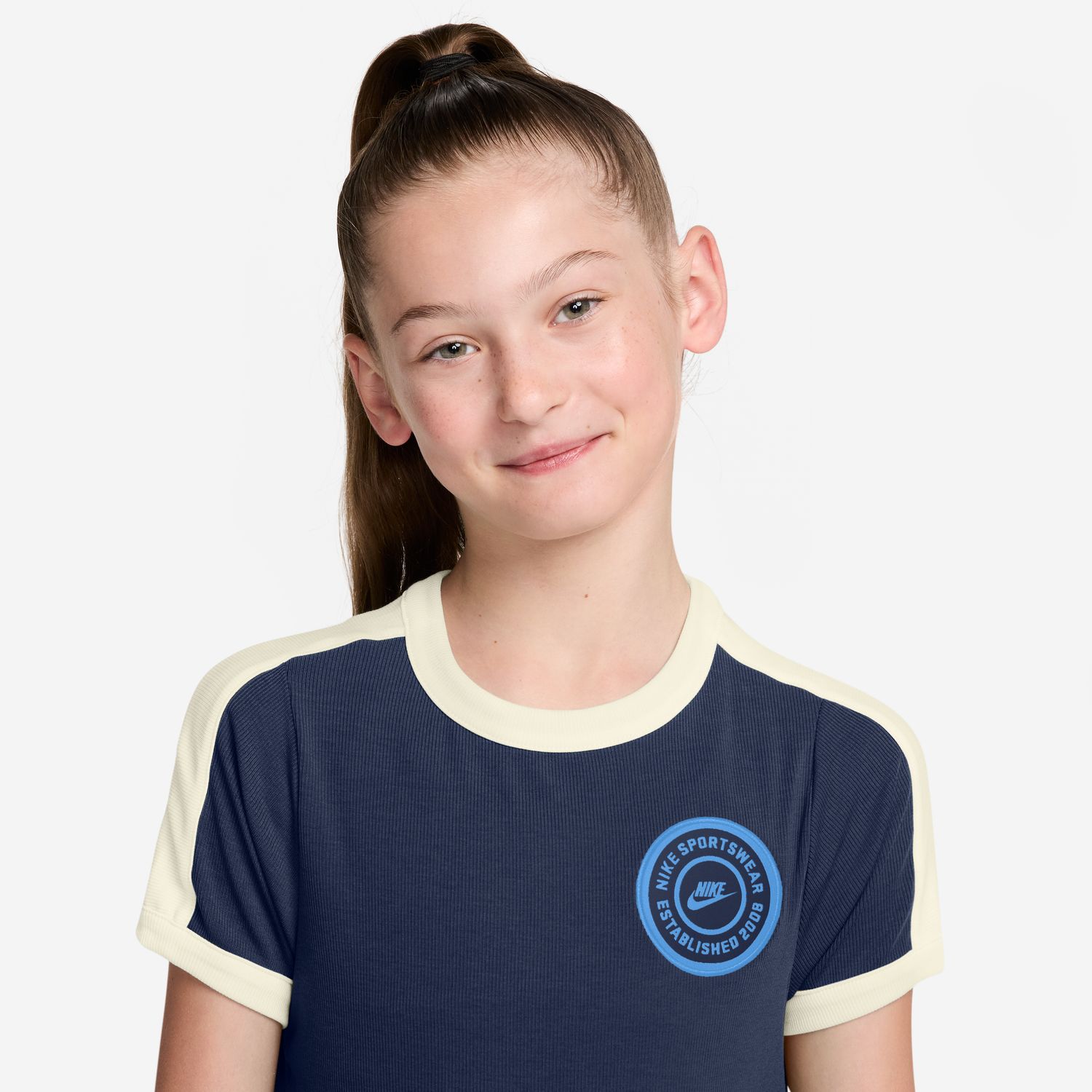 T-shirt de menina Sportswear Nike Azul-marinho-3