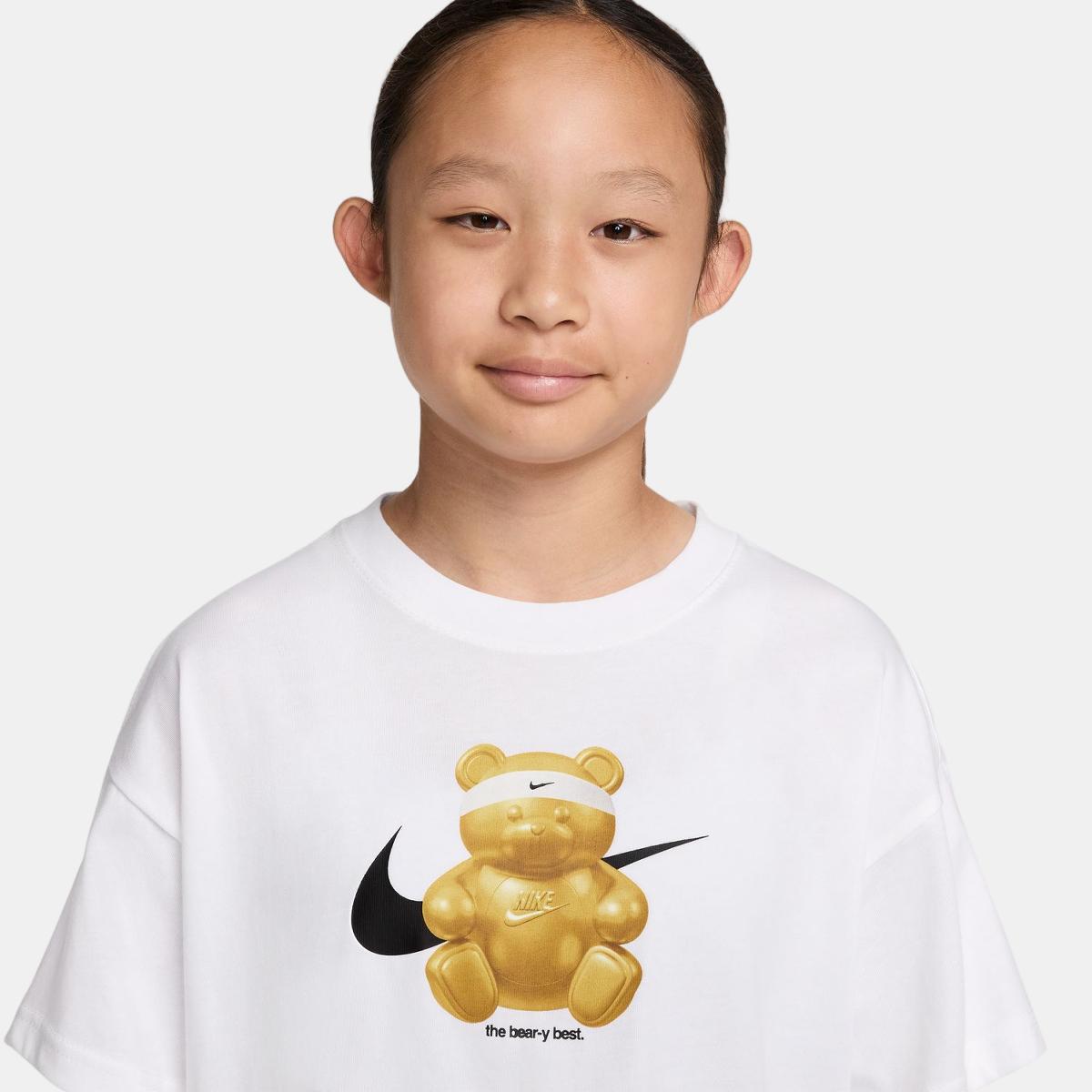 T-shirt Casual de Menina G NSW Tee OC Boxy Bear Branco-3