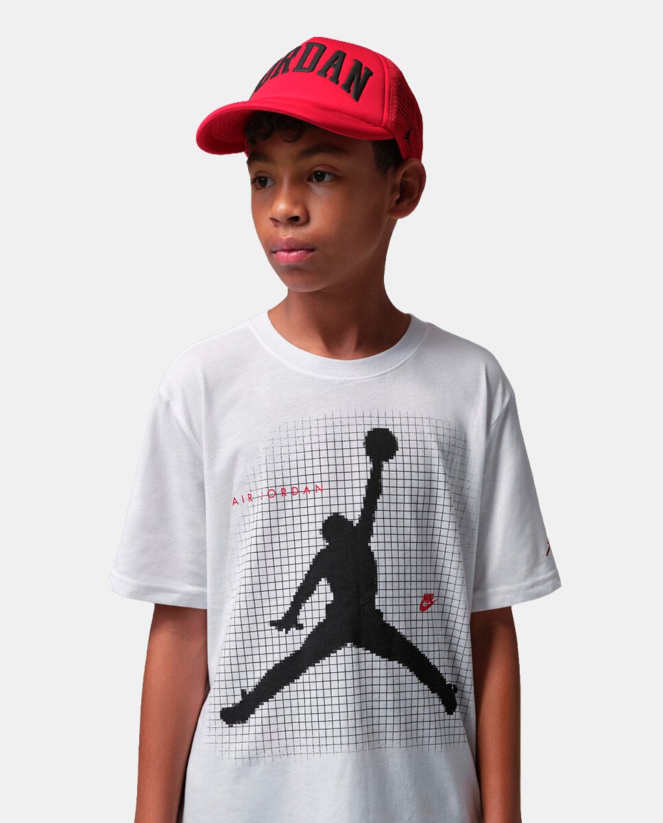 T-shirt de Manga Curta de Menino Jdb Jumpman Grid Blur Jordan Branco-1