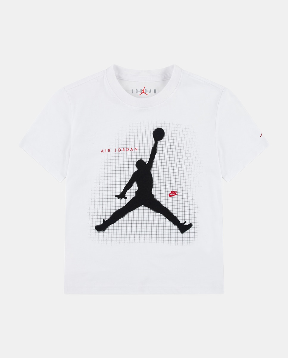 T-shirt de Manga Curta de Menino Jdb Jumpman Grid Blur Jordan Branco-3