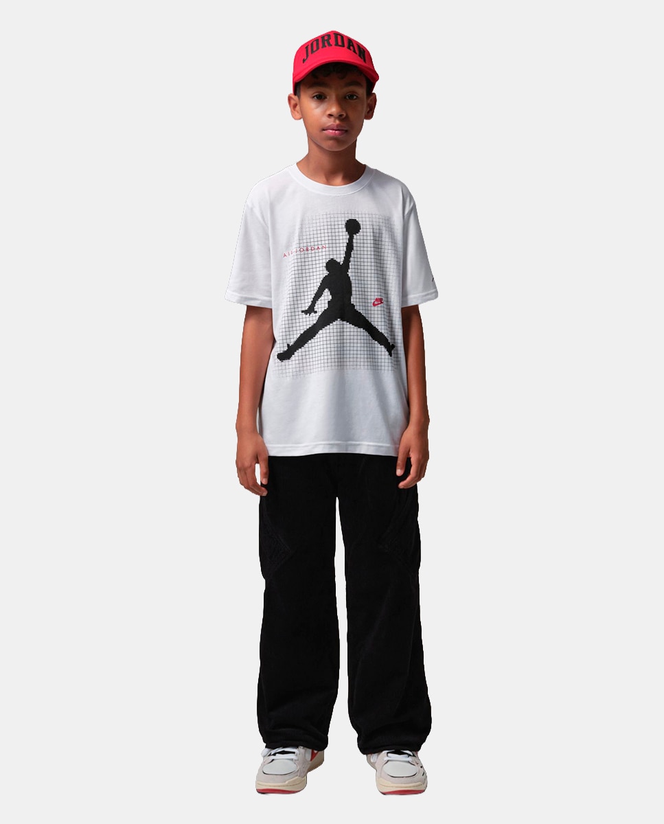 T-shirt de Manga Curta de Menino Jdb Jumpman Grid Blur Jordan Branco-5