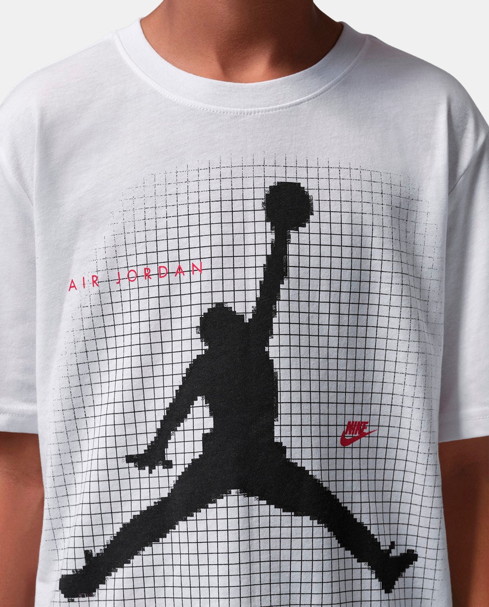 T-shirt de Manga Curta de Menino Jdb Jumpman Grid Blur Jordan Branco-6