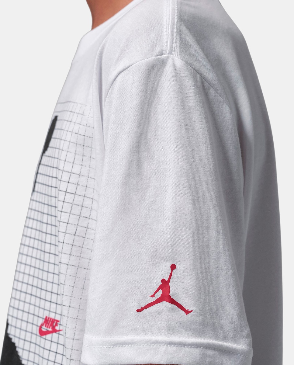 T-shirt de Manga Curta de Menino Jdb Jumpman Grid Blur Jordan Branco-7