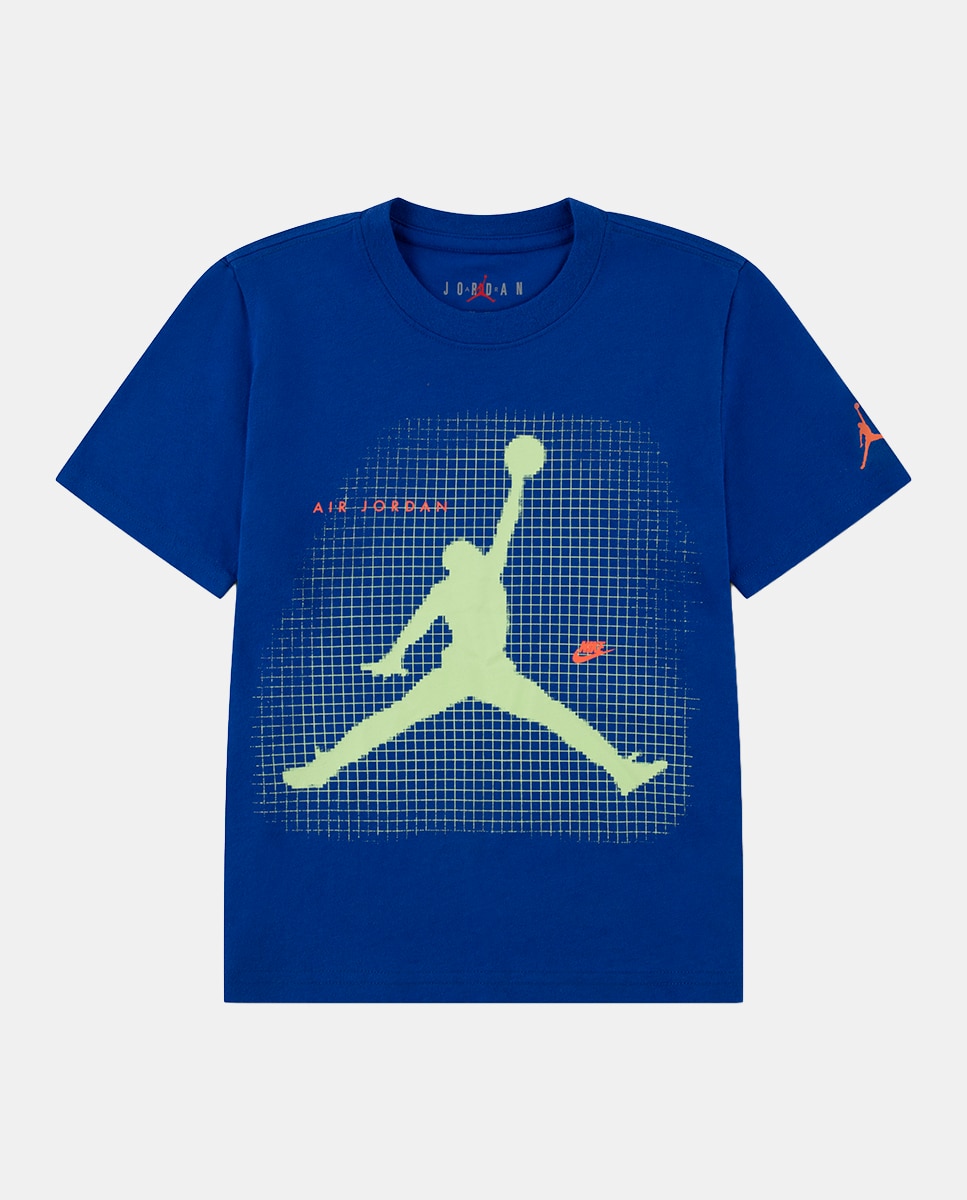 T-shirt de Manga Curta de Menino Jdb Jumpman Grid Blur Azul-3