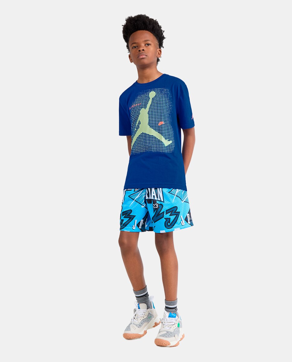 T-shirt de Manga Curta de Menino Jdb Jumpman Grid Blur Azul-5