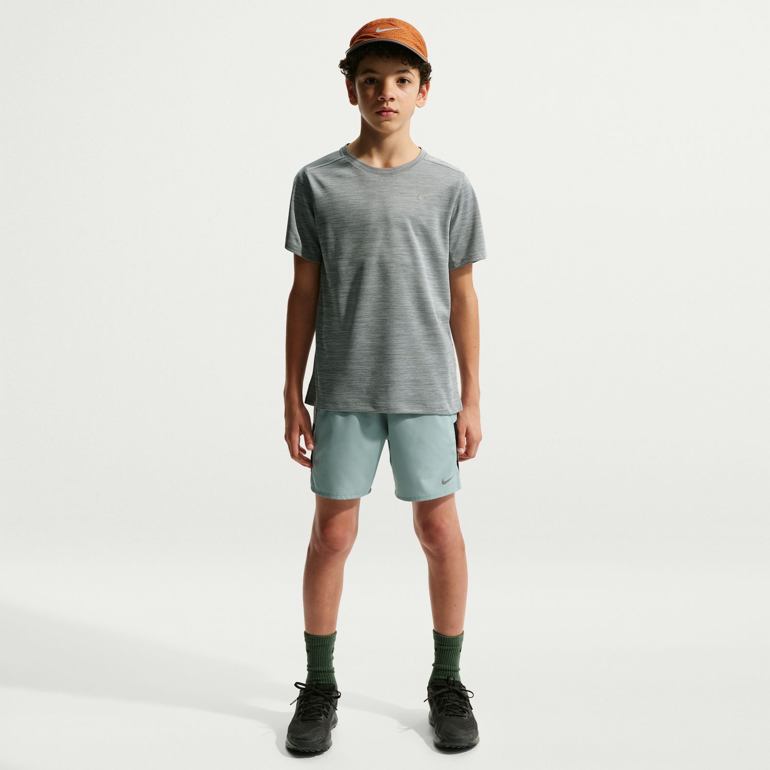 T-shirt de Criança K Nk DF Miler SS Top Cinzento-2