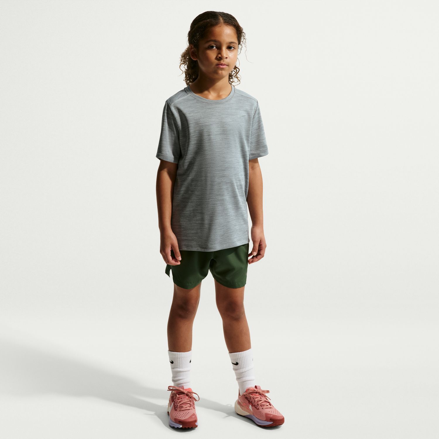 T-shirt de Criança K Nk DF Miler SS Top Cinzento-3