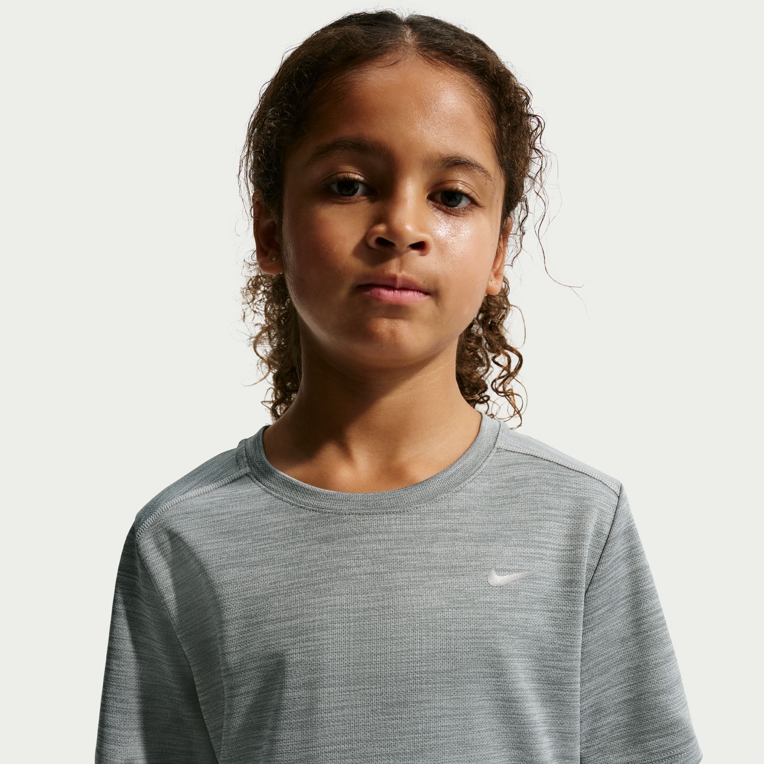 T-shirt de Criança K Nk DF Miler SS Top Cinzento-7