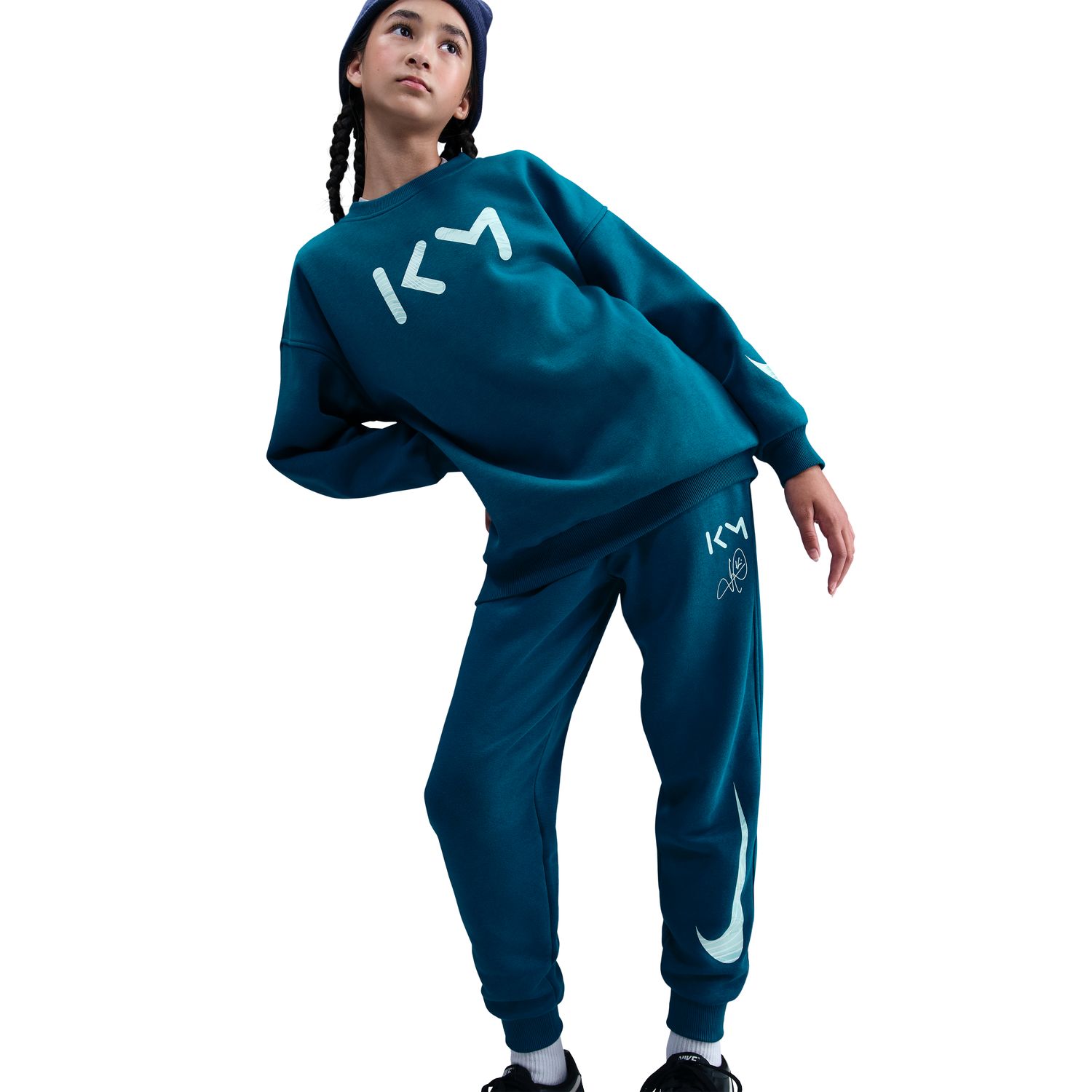 Calças de Criança KM Kylian Mbappé Club Fleece Azul-3