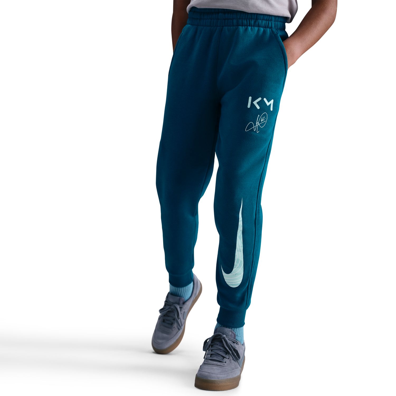 Calças de Criança KM Kylian Mbappé Club Fleece Azul-6